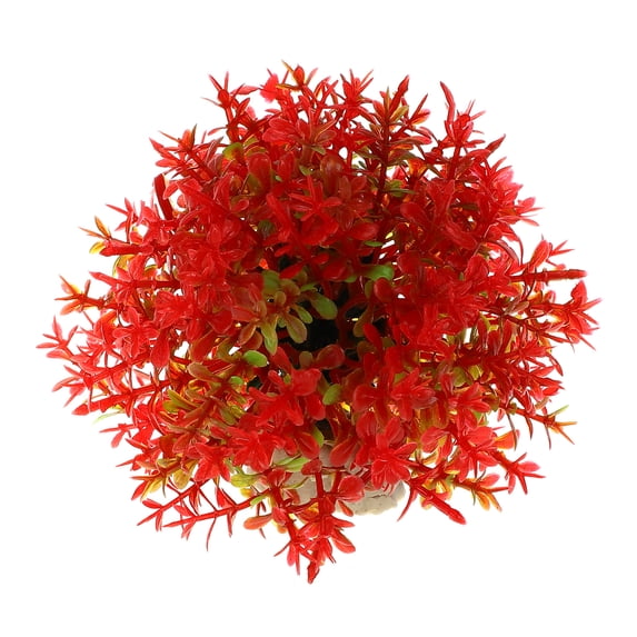 Unique Bargains 1 Pc Fish Tank Plants Decorations Artificial Aquarium Grass Ball Green Red 3.74x3.74 Inch