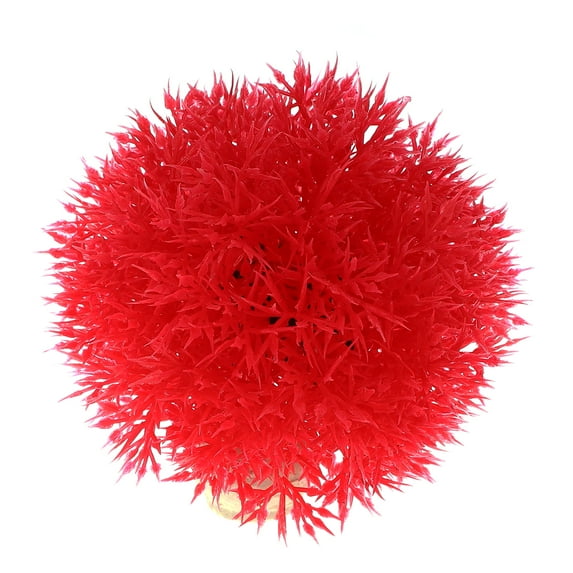 Unique Bargains 1 Pc Fish Tank Plants Decorations Artificial Aquarium Grass Ball Red 3.35x3.74 Inch