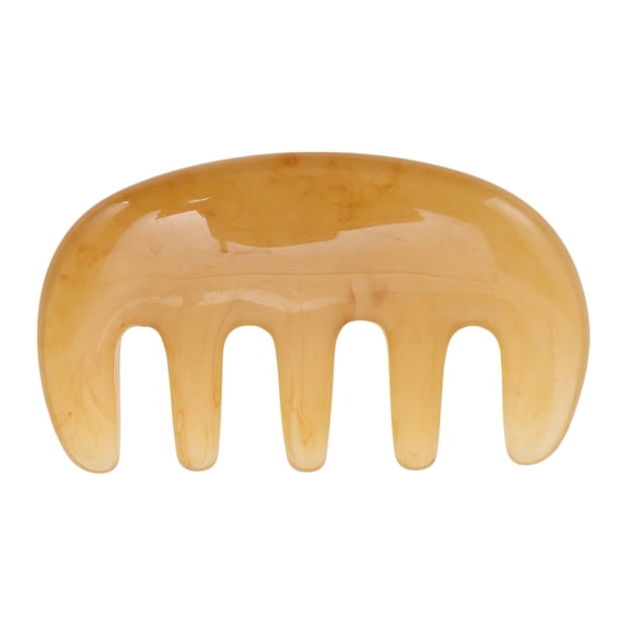 Unique Bargains 1 Pc Five-tooth Head Massage Comb for Home Light Yellow Resin