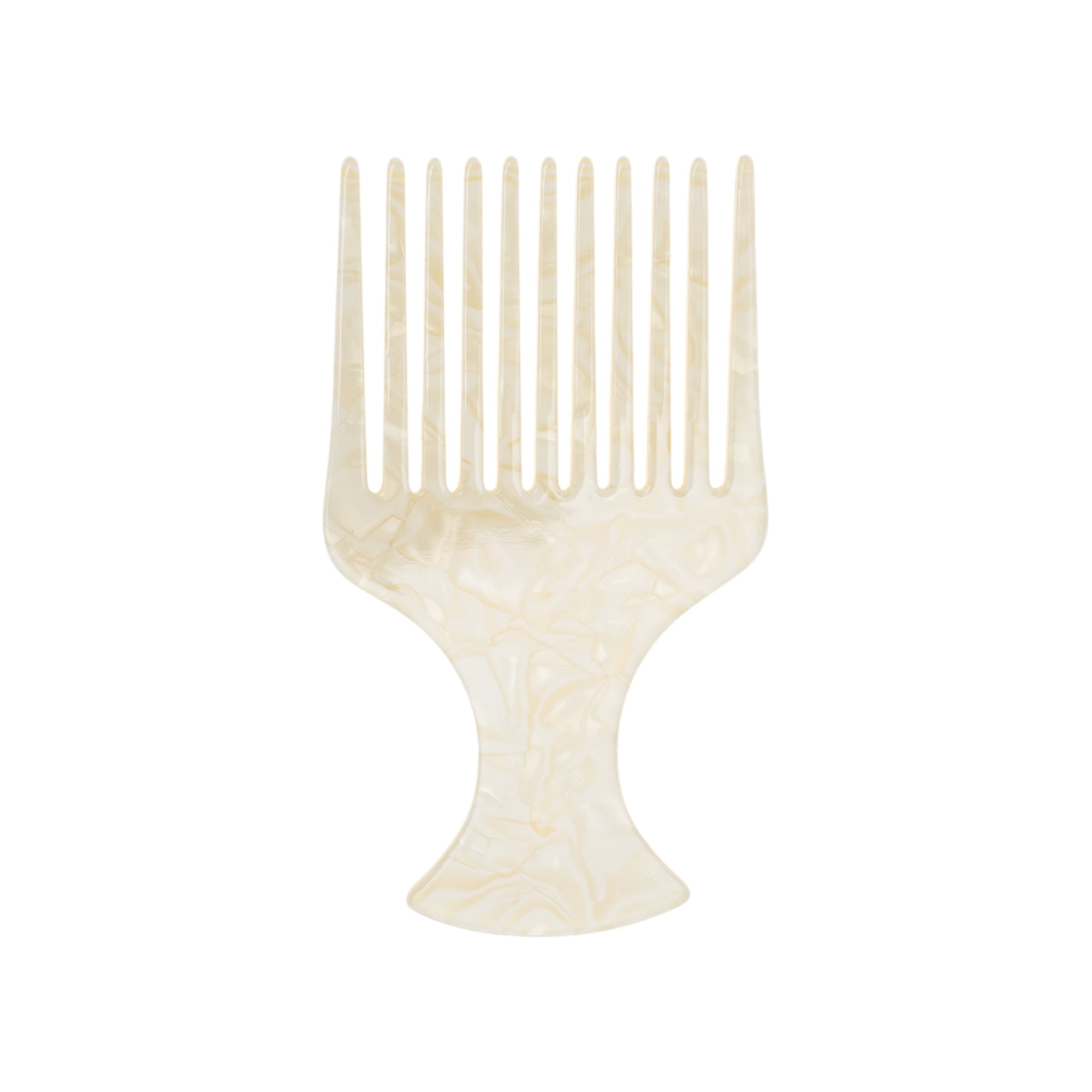 Unique Bargains 1 Pc Flat Handle Marble Hair Insert Comb for All Hair Types Beige