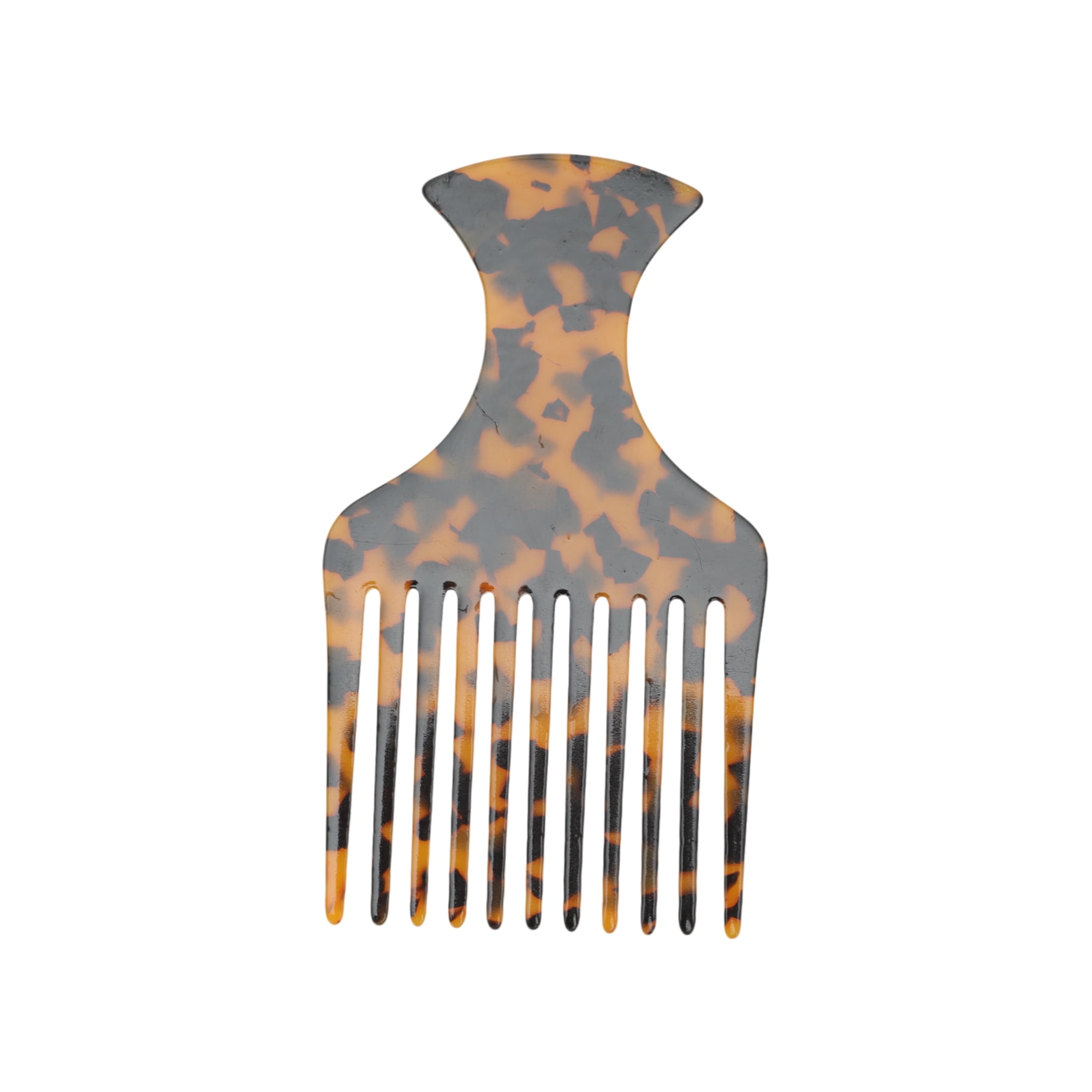 Unique Bargains 1 Pc Flat Handle Marble Hair Insert Comb for All Hair Types Brown