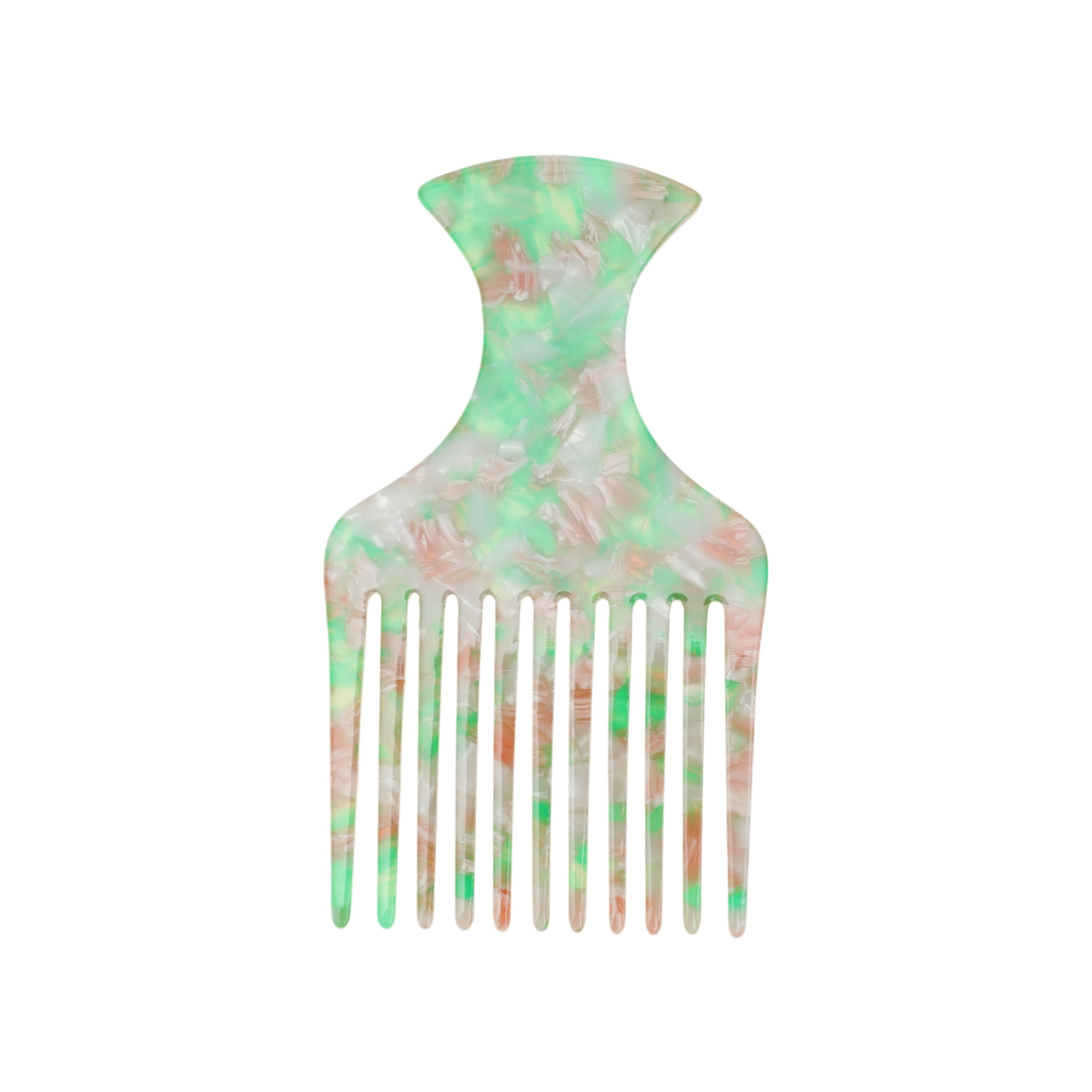 Unique Bargains 1 Pc Flat Handle Marble Hair Insert Comb for All Hair Types Green