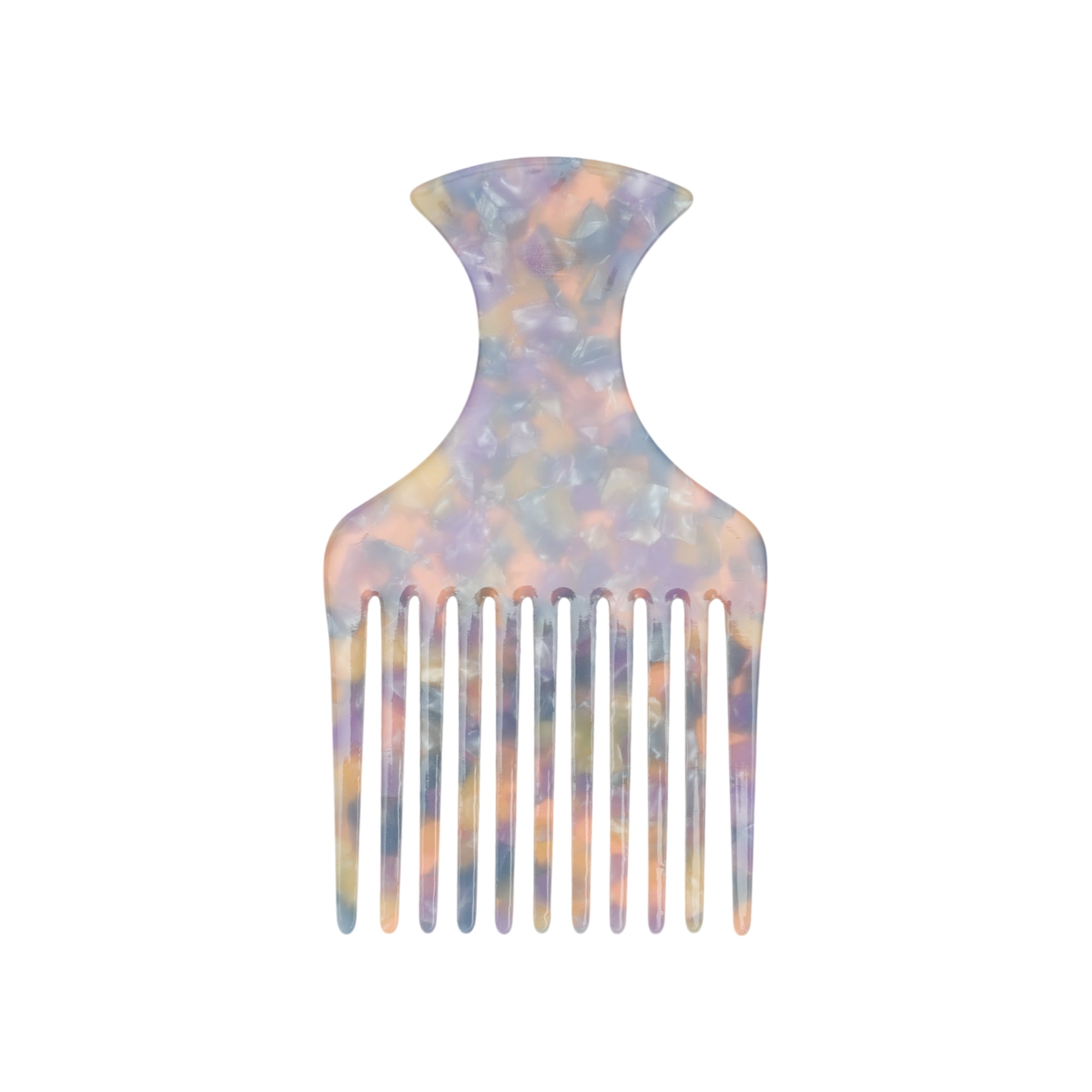 Unique Bargains 1 Pc Flat Handle Marble Hair Insert Comb for All Hair Types Purple