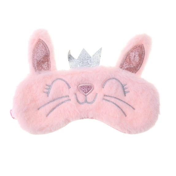 Unique Bargains 1 Pc Fleece Long Ear Cats Eye Mask for Home Pink Fleece