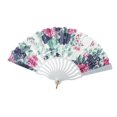thumbnail image 1 of Unique Bargains 1 Pc Floral Folding Fan for Masquerade Blue Silk Fabric, 1 of 5