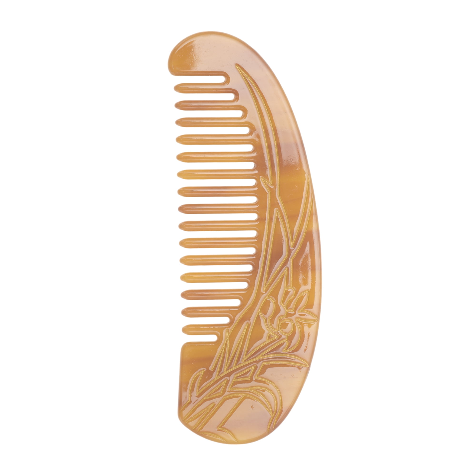 Unique Bargains 1 Pc Floral Half Round Hair Comb for All Hair Types Styles Coffee Color