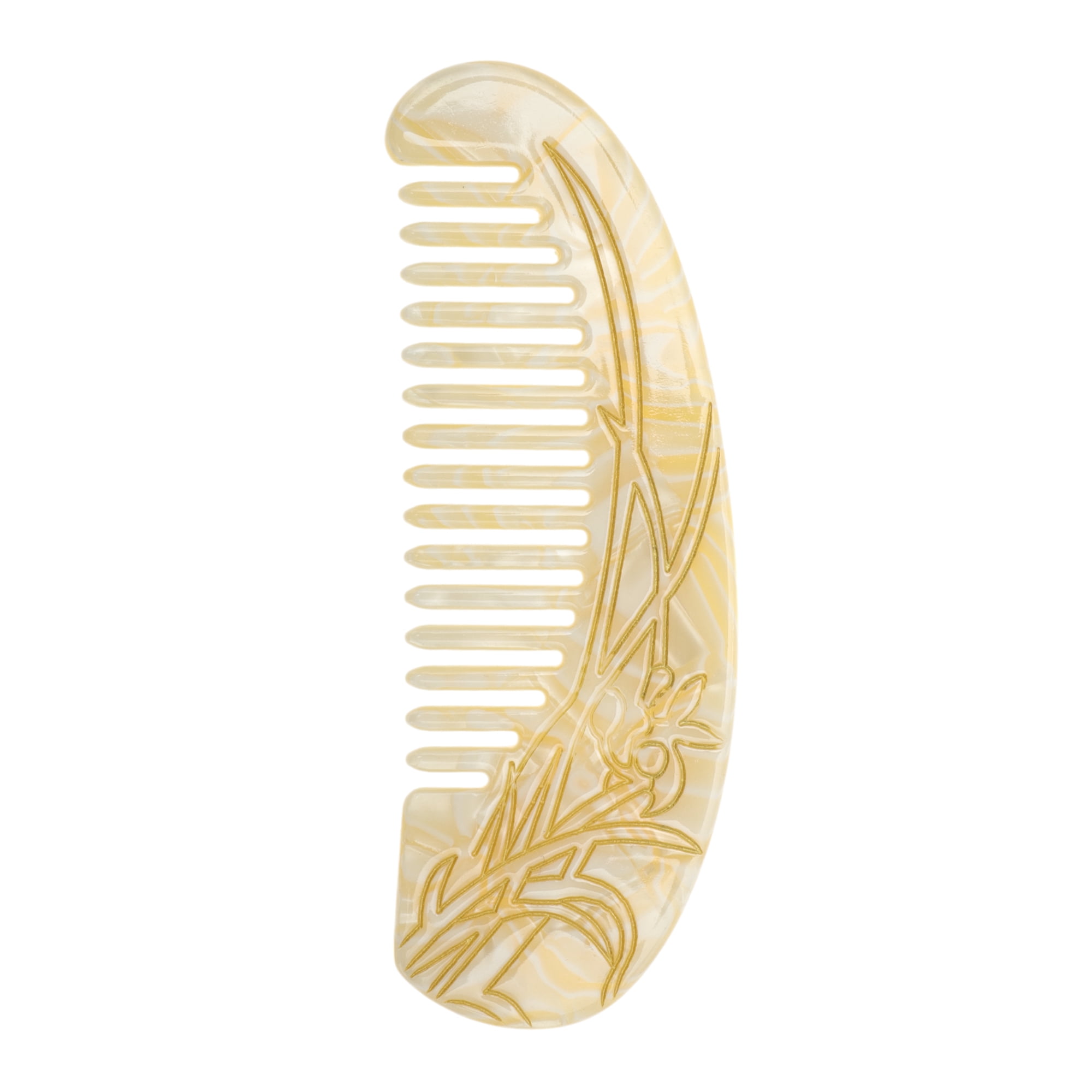 Unique Bargains 1 Pc Floral Half Round Hair Comb for All Hair Types Styles Yellow