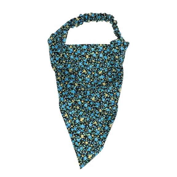 Unique Bargains 1 Pc Floral Headwrap for Women Black Blue