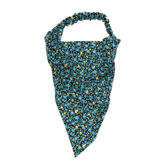 Unique Bargains 1 Pc Floral Headwrap for Women Black Blue