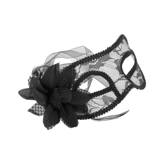 Unique Bargains Halloween Christmas 1 Pc Floral Lace Half Face Party Mask for Masquerade Party Black
