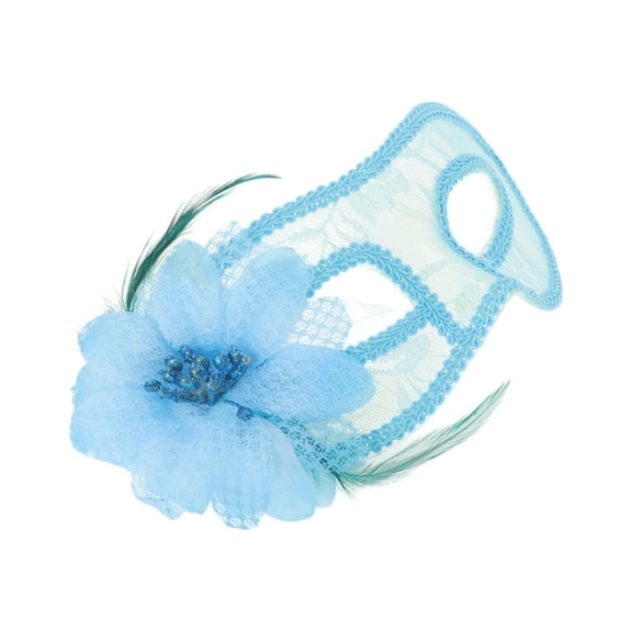 Unique Bargains 1 Pc Floral Lace Half Face Party Mask for Masquerade Party Blue