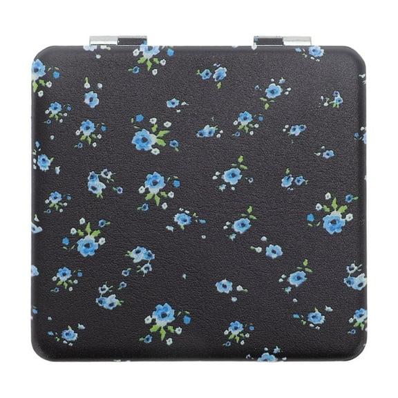 Unique Bargains 1 Pc Floral Makeup Mirror for Travel and Vacation with a Stylish Black