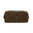 thumbnail image 1 of Unique Bargains 1 Pc Floral Print Style Drawstring Makeup Bag for Vacation Brown Corduroy, 1 of 6