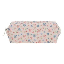 Unique Bargains 1 Pc Floral Print Style Drawstring Makeup Bag for Vacation Pink Polyester