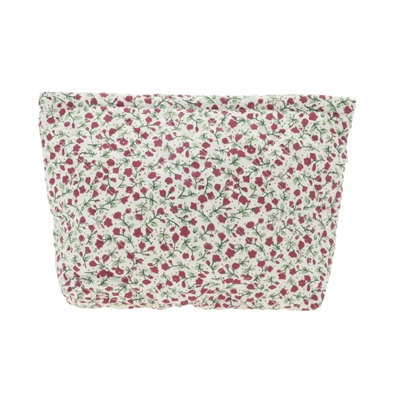 Unique Bargains 1 Pc Floral Quilted Clutch Makeup Bag for Travel Vacation Red Polyester