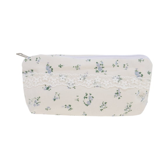 Unique Bargains 1 Pc Floral Style Drawstring Makeup Bag for Vacation Blue Polyester