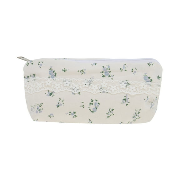 Unique Bargains 1 Pc Floral Style Drawstring Makeup Bag for Vacation Blue Polyester