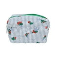 thumbnail image 1 of Unique Bargains 1 Pc Floral Style Drawstring Makeup Bag for Vacation Emerald Green Fabric, 1 of 6
