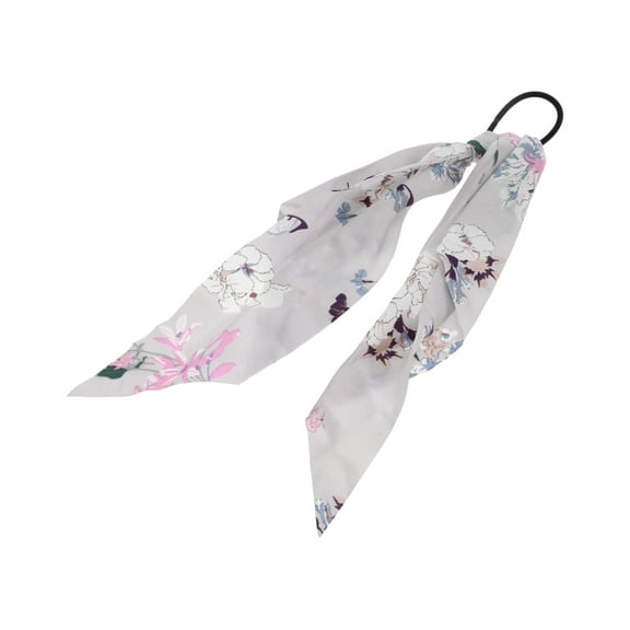 Unique Bargains 1 Pc Floral Triangle Ribbon Hair Elastic Band Gray