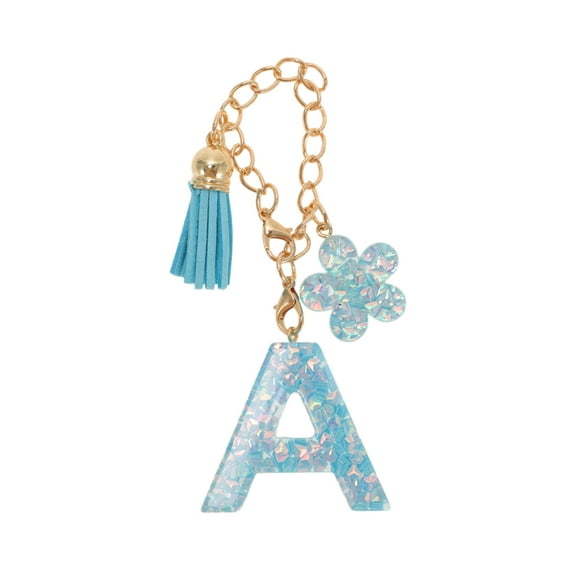 Unique Bargains 1 Pc Flower Letter A Water Cup Pendant Blue Metal Resin