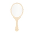 thumbnail image 1 of Unique Bargains 1 Pc Flower Pattern Handheld Mirror for Vacation Travel Light Yellow Plastic Glass, 1 of 5