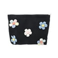 thumbnail image 1 of Unique Bargains 1 Pc Flower Print Drawstring Makeup Bag for Vacation Business Travel Canvas black, 1 of 6
