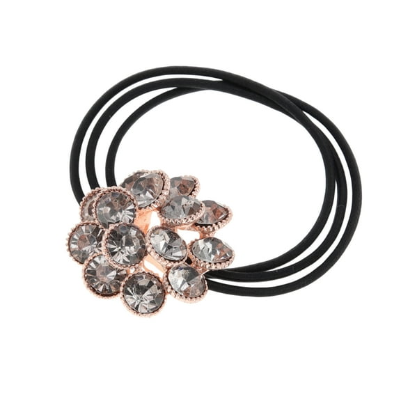 Unique Bargains 1 Pc Flower Rhinestone Hair Elastic Band for Home Gray