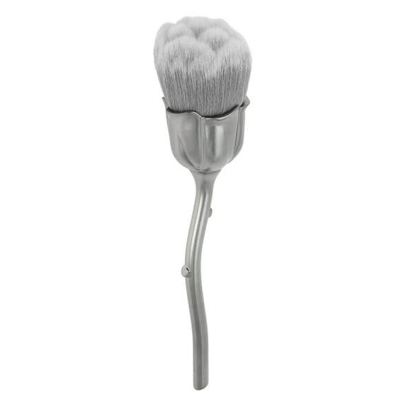Unique Bargains 1 Pc Flower Shape Powder Brush for Business Travel Gray White Artificial Fiber Wool Plastic