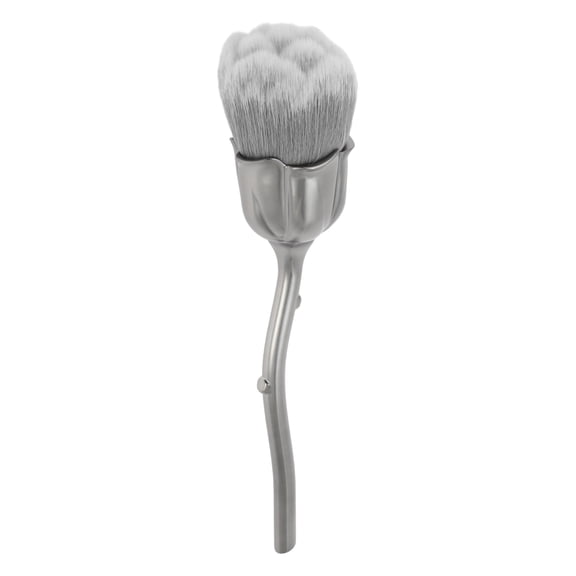 Unique Bargains 1 Pc Flower Shape Powder Brush for Business Travel Gray White Artificial Fiber Wool Plastic