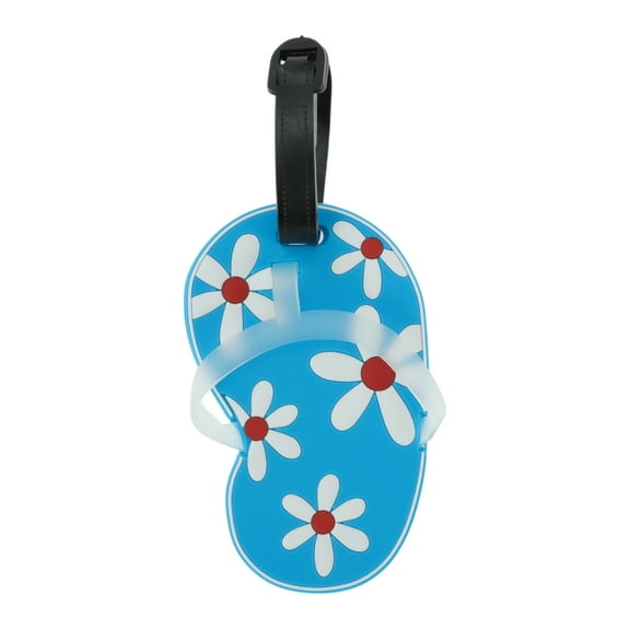 Unique Bargains 1 Pc Flower Slippers Pattern Luggage Tag for Travelling Blue