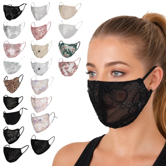 Unique Bargains 1 Pc Five-petal Flower Sunscreen Mask Lace Black Flower