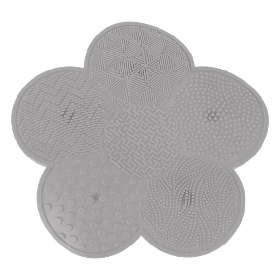 Unique Bargains 1 Pc Flower-shaped Makeup Sponge brush cleaning mat Gray