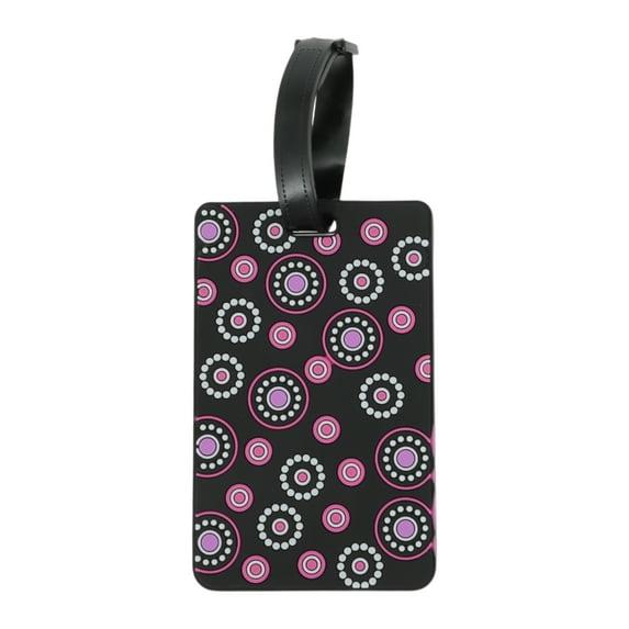Unique Bargains 1 Pc Flowers Pattern Luggage Tag for Travelling Black Purple