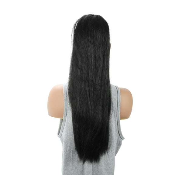 Unique Bargains 1 Pc Fluffy Afro Long Hair Hair Extensions High Temperature Fiber 22IN Hair Extension Tape Natural Black for Women