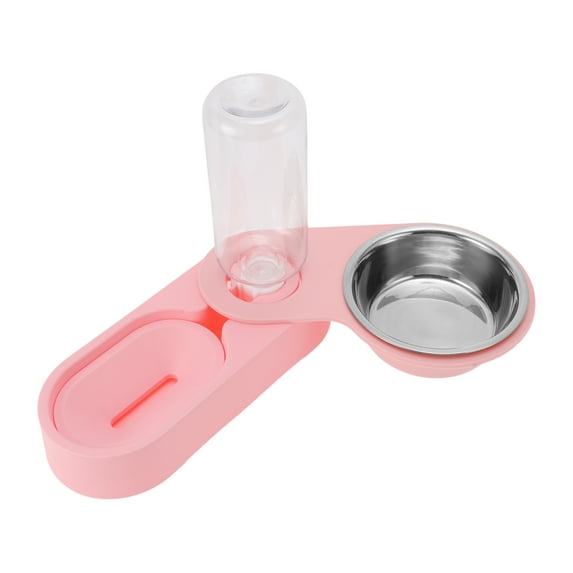 Unique Bargains 1 Pc Foldable Dog Bowl for Indoor and Outdoor Camping Stainless Steel Plastic Pink