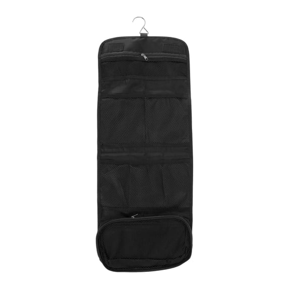 Unique Bargains 1 Pc Foldable Hanging Solid Makeup Bag Canvas Black