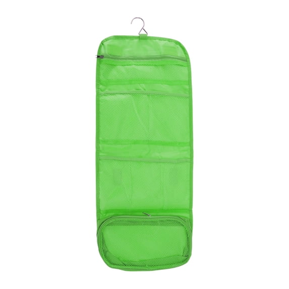 Unique Bargains 1 Pc Foldable Hanging Solid Makeup Bag Canvas Green