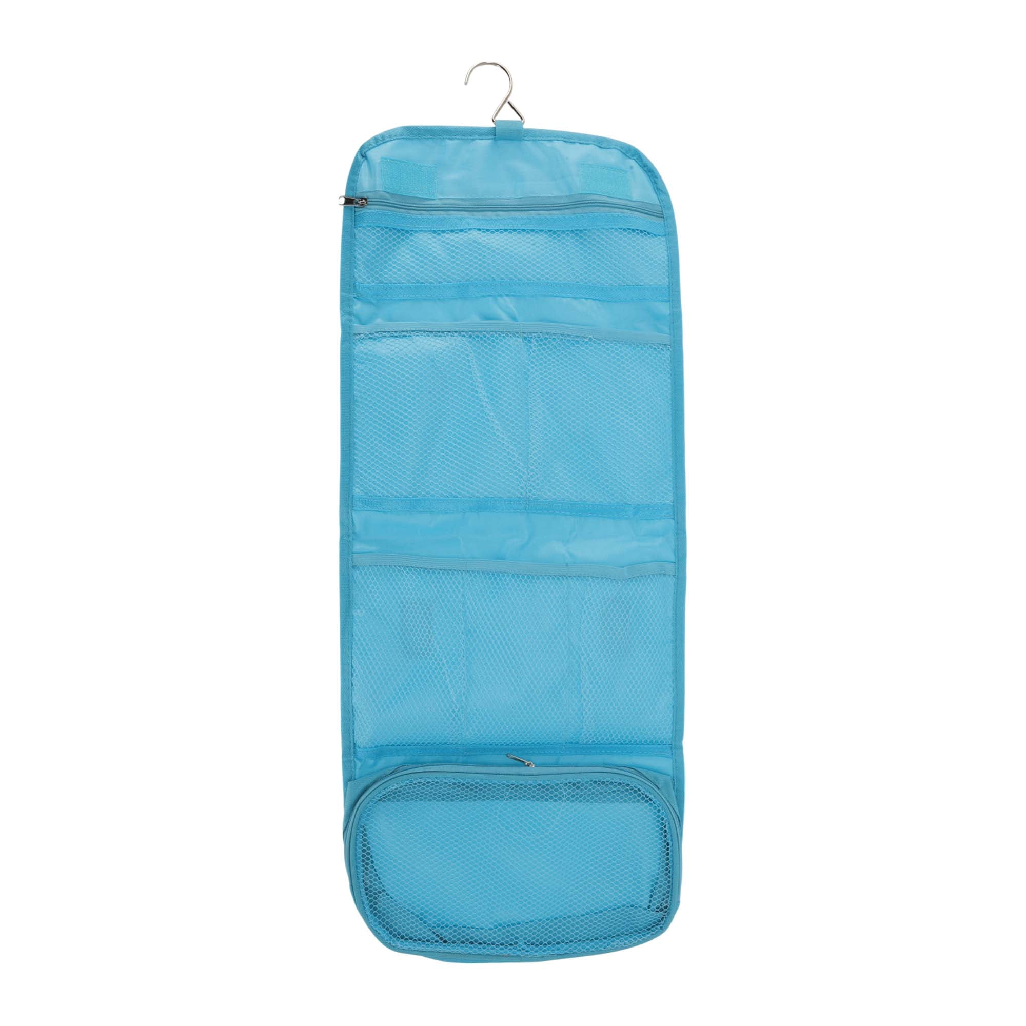 Unique Bargains 1 Pc Foldable Hanging Solid Makeup Bag Sky Blue