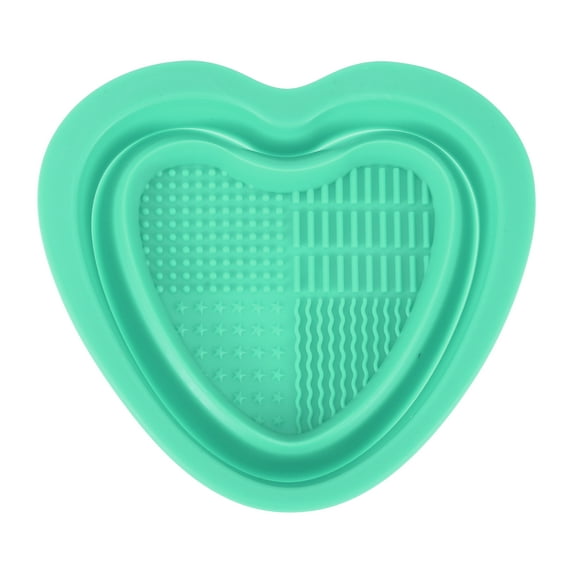 Unique Bargains 1 Pc Foldable Heart-shaped Makeup Sponge Brush Cleaner Green