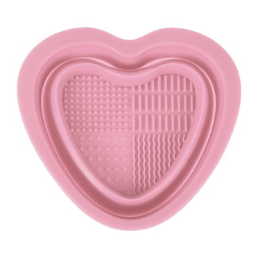 Unique Bargains 1 Pc Foldable Heart-shaped Makeup Sponge Brush Cleaner Pink
