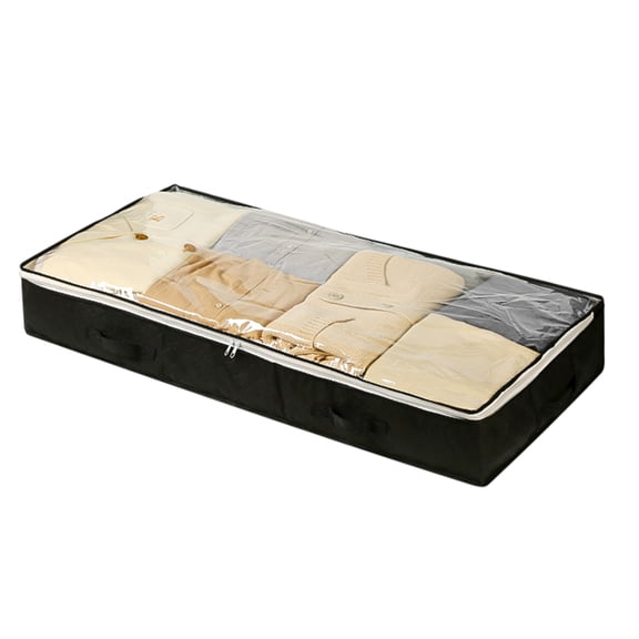 Unique Bargains 1 Pc Foldable Storage Bag Storage Bins 39.37"x19.69"x5.91" Black Non-woven Fabric