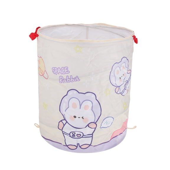 Unique Bargains 1 Pc Folding Rabbit Pattern Laundry Basket for Laundry Room 13.39"x15.75" Beige