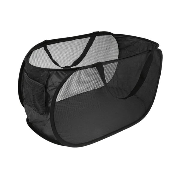 Unique Bargains 1 Pc Folding Single Layer Laundry Basket for Laundry Room 22.83"x14.17"x14.17" Black