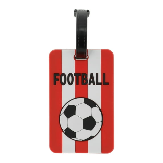 Unique Bargains 1 Pc Football Pattern Luggage Tag for Travelling Red
