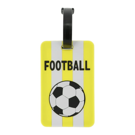 Unique Bargains 1 Pc Football Pattern Luggage Tag for Travelling Yellow