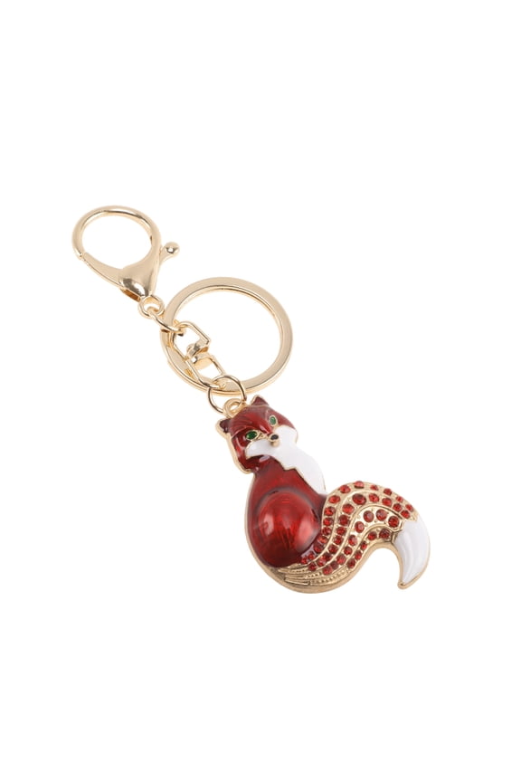 1 Pc Fox Rhinestone Keychain Gold Tone Red Zinc Alloy