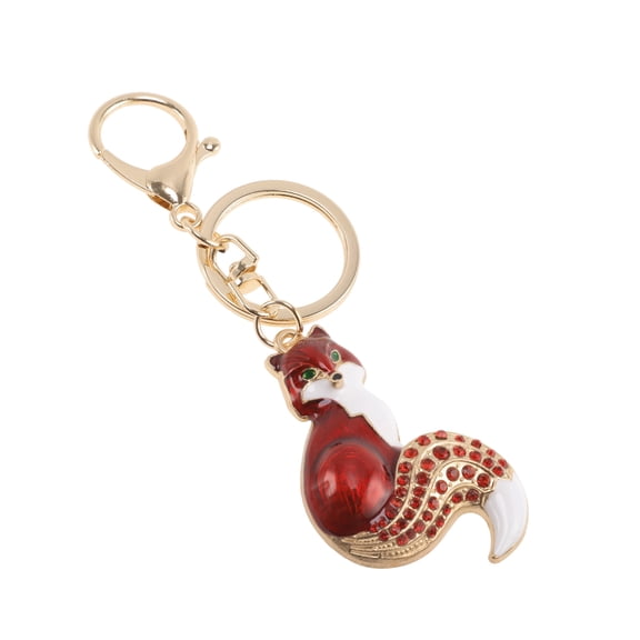 Unique Bargains 1 Pc Fox Rhinestone Keychain Gold Tone Red Zinc Alloy