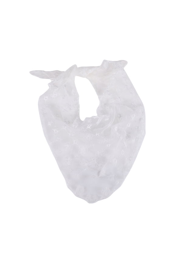 1 Pc French Lace Triangle Bandana Five-petal Flower Turban Crochet Hair Scarf for Women White