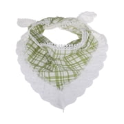 Unique Bargains 1 Pc French Lace Triangle Bandana Plaid Turban Crochet Hair Scarf for Women Green