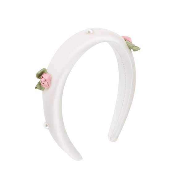 Unique Bargains 1 Pc French Rose Pearl Headbands White